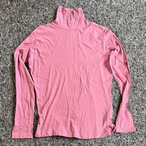 100% ORGANIC COTTON Women's Pink Turtleneck Long-Sleeve Top